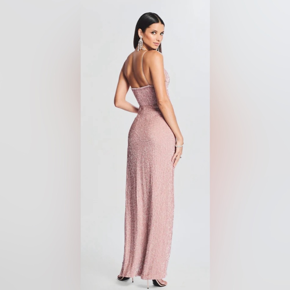 Retrofete Pink Maxi full sequined Dress small w/ leg slit NWOT (NYE) - Picture 3 of 8